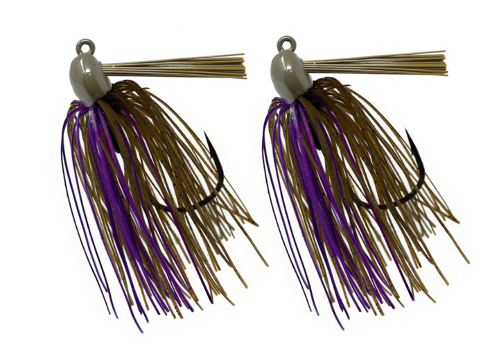 Reaction Tackle Tungsten Swim Jigs in black and blue, 1/4 oz, 2-pack, designed for fishing and bass fishing enthusiasts.