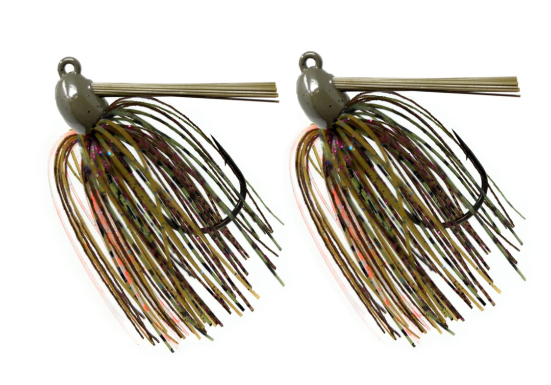 Reaction Tackle Tungsten Swim Jigs in black-blue, 1/4 oz, 2-pack, ideal for freshwater fishing, featuring durable tungsten construction