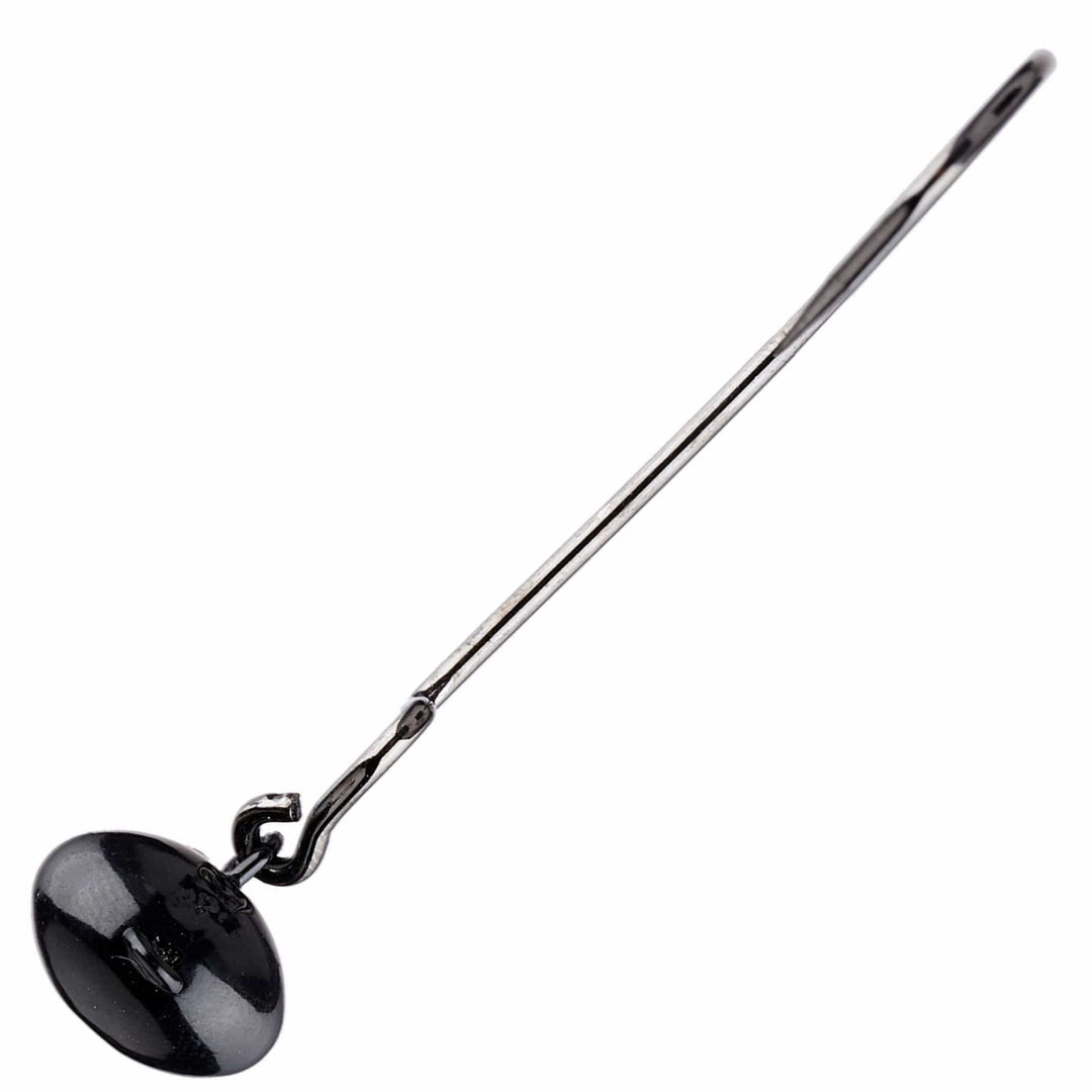 Black tungsten football and swing jig heads by Reaction Tackle, displayed in a 3-pack for fishing tackle and jig fishing.