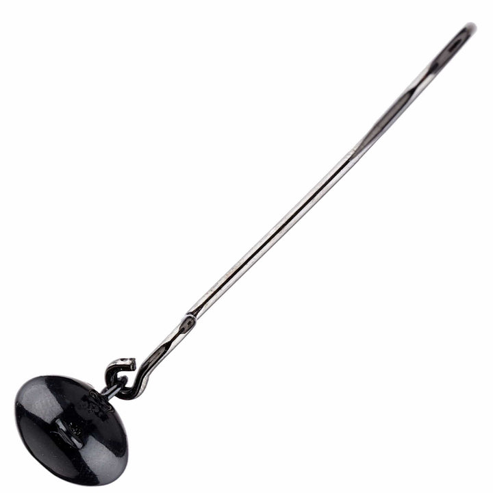Black tungsten football and swing jig heads by Reaction Tackle, displayed in a 3-pack for fishing tackle and jig fishing.