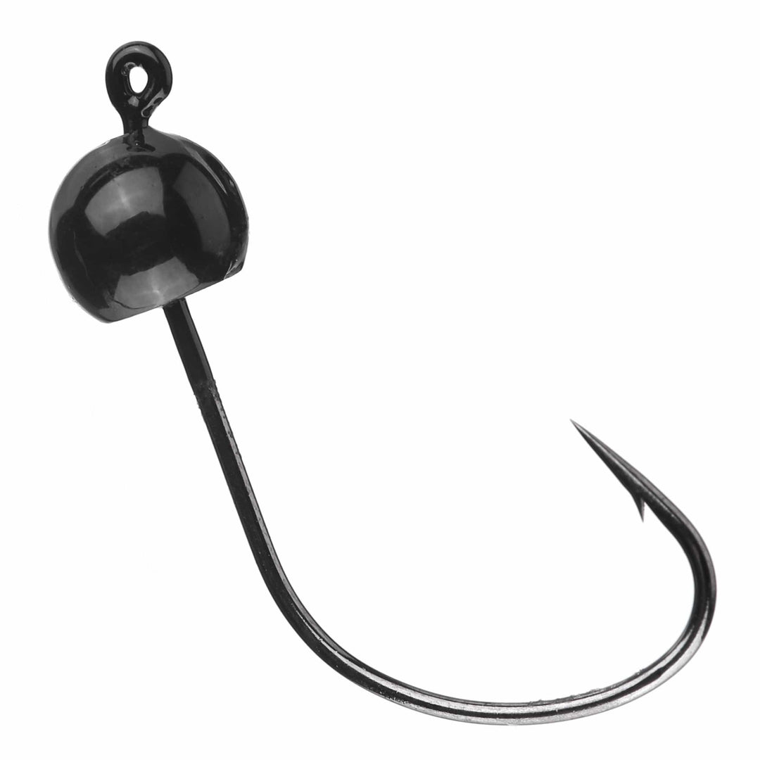 Reaction Tackle Tungsten Wacky Jig Heads in black, 1/16 oz, 5-pack, designed for fishing with durable tungsten construction.