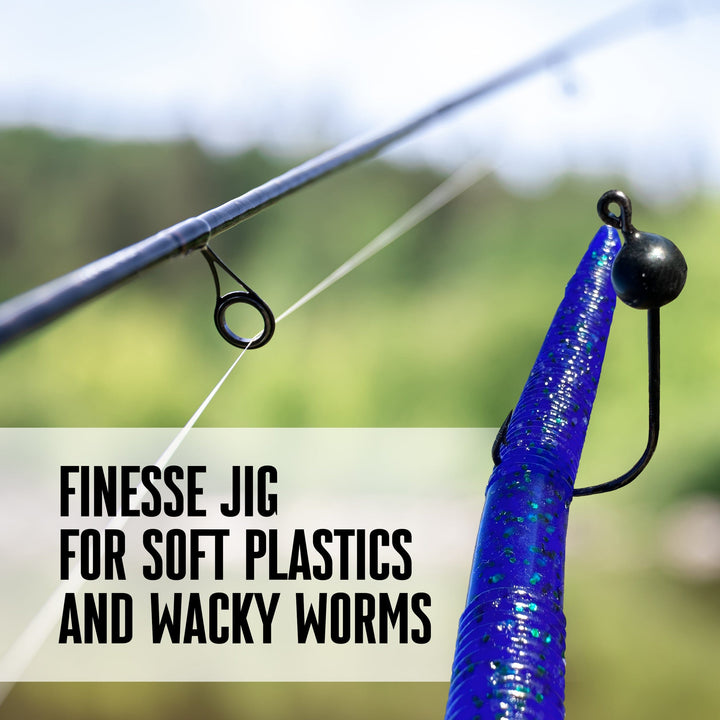 Reaction Tackle Tungsten Wacky Jig Heads 5-pack, black 1/16 oz fishing jigs with durable tungsten construction.