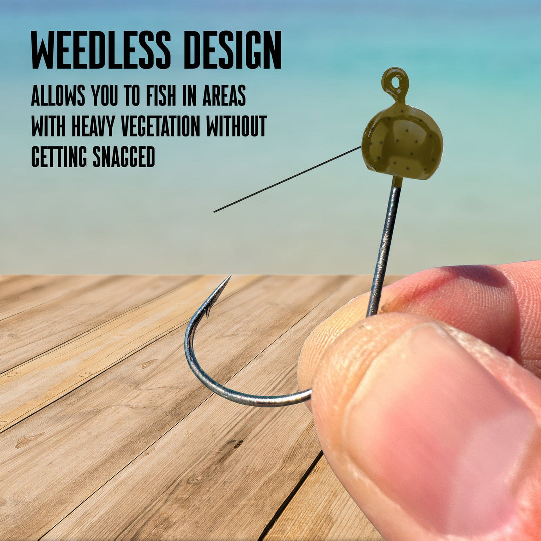 Reaction Tackle Tungsten Wacky Jig Heads, 5-pack, black, 1/16 oz, fishing jigs designed for precise bait presentation