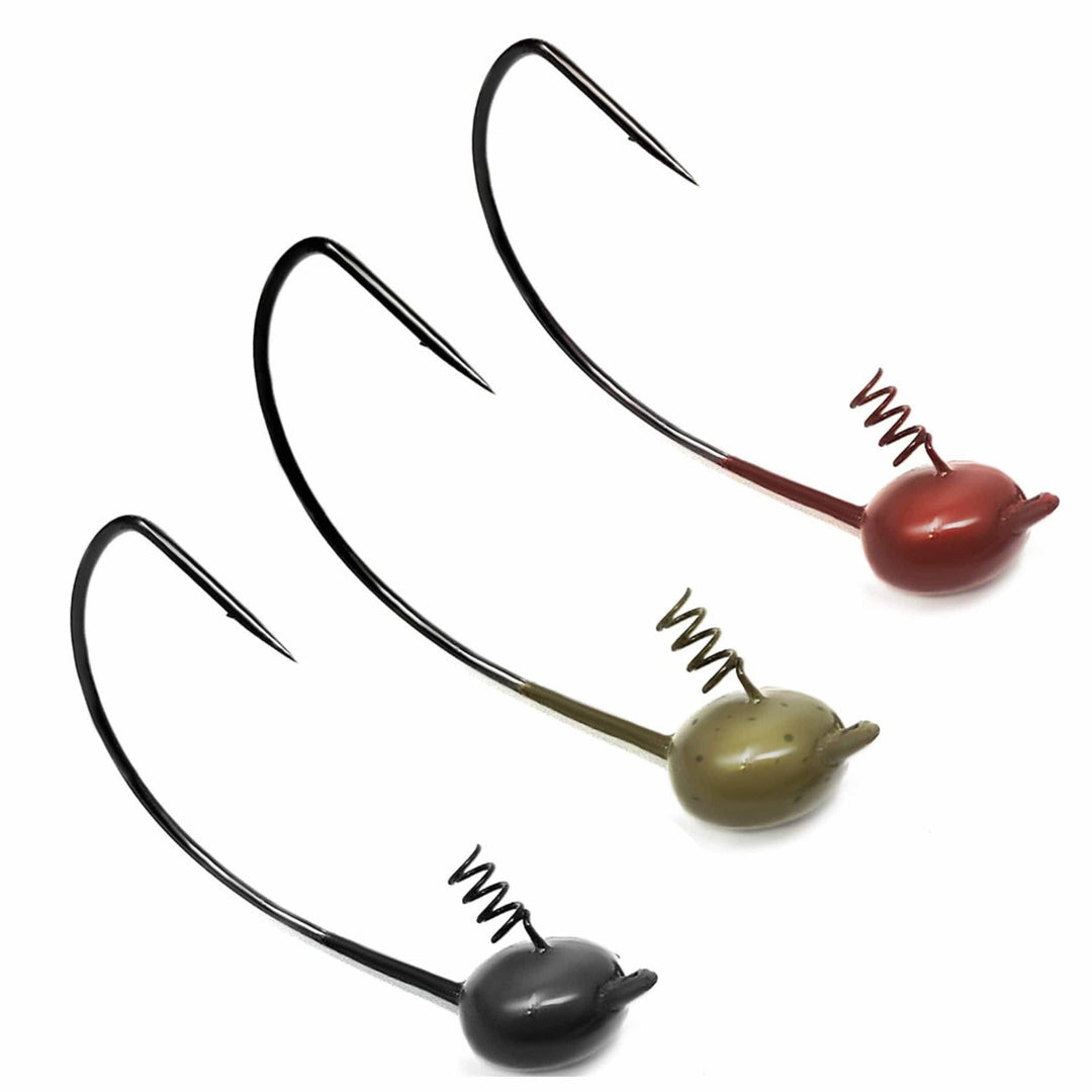 Reaction Tackle Tungsten Shaky Head Jigs in green pumpkin, 1/16 oz, 5-pack, designed for bass fishing.