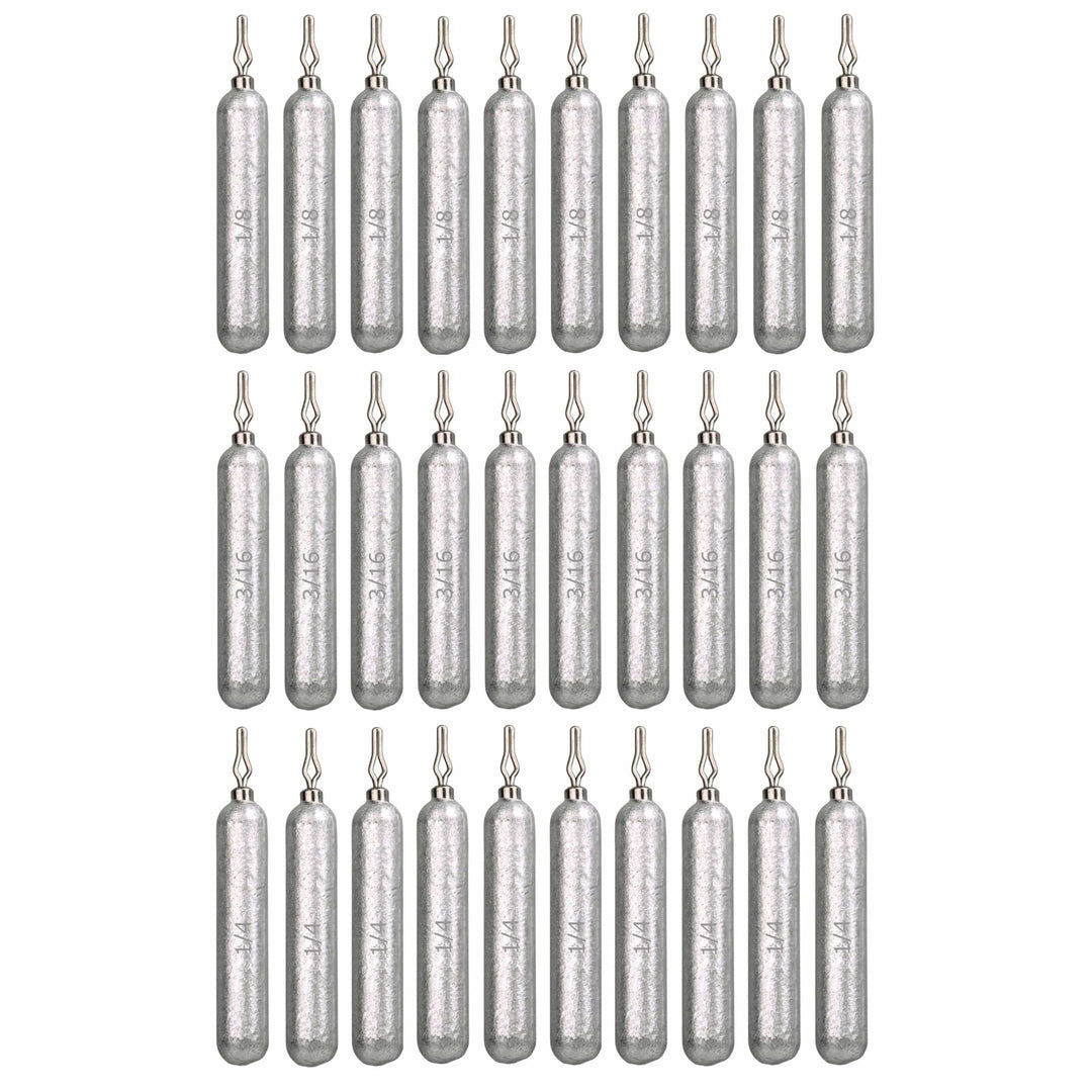 Reaction Tackle lead drop shot weights in 1/8 oz, 25-pack, showing bulk pack of lead fishing weights for drop shot rigs.