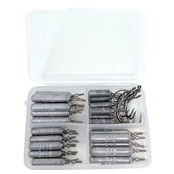 Reaction Tackle lead drop shot weights, 1/8 oz, in a 25-pack, shown in bulk packs for fishing tackle and weight setup.