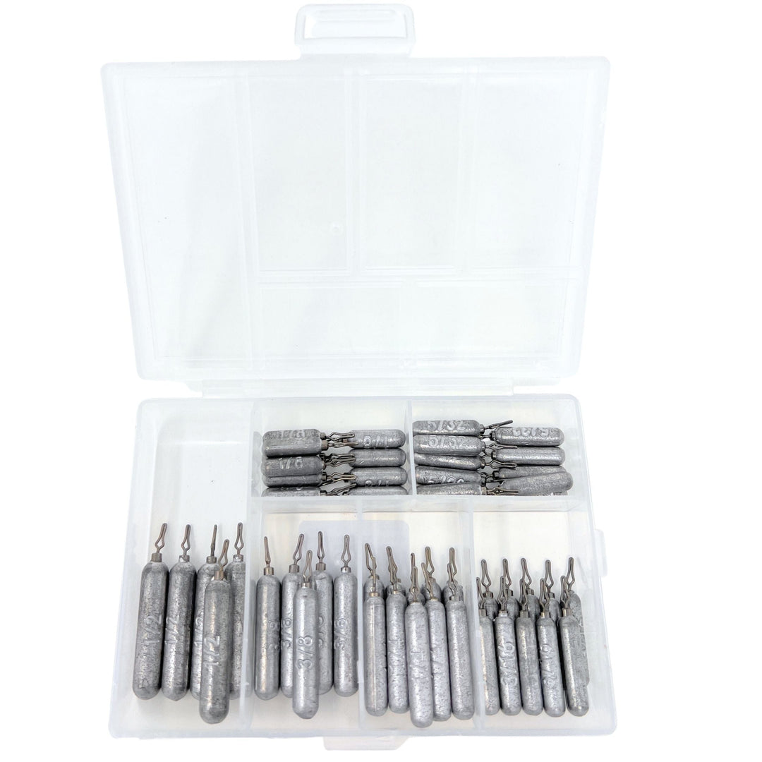 Reaction Tackle lead drop shot weights in 1/8 oz, 25-pack, showing the bulk pack of lead weights for fishing drop shot rigs.