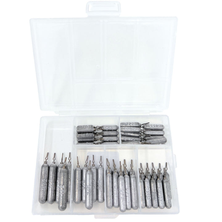 Reaction Tackle lead drop shot weights in 1/8 oz, 25-pack, showing the bulk pack of lead weights for fishing drop shot rigs.