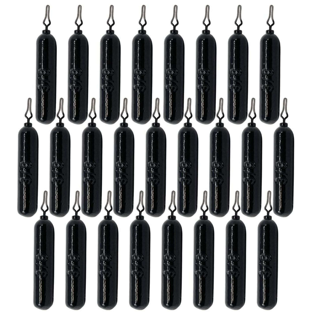 Reaction Tackle lead drop shot weights, 1/8 oz, in a 25-pack, designed for fishing drop shot rigs, bulk kit of lead fishing weights.