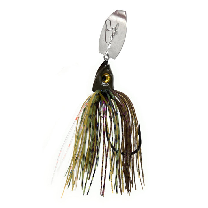 Reaction Tackle Tungsten Vibrating Bladed Swim Jigs in bluegill color, designed for fishing with metal blades and tungsten construction.