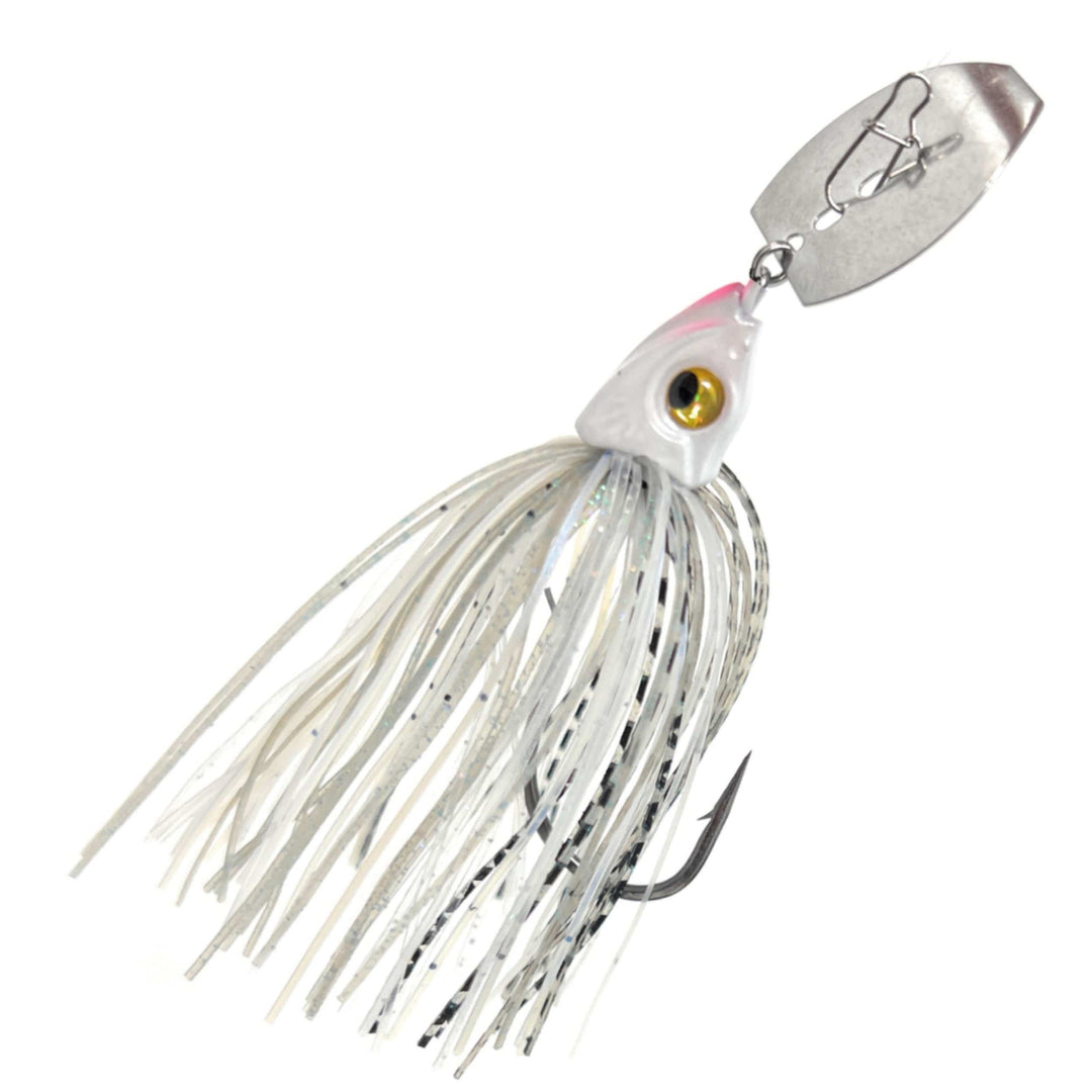 Reaction Tackle Tungsten Vibrating Bladed Swim Jigs, 2-pack, with detailed blade and tungsten body for effective fishing lures.