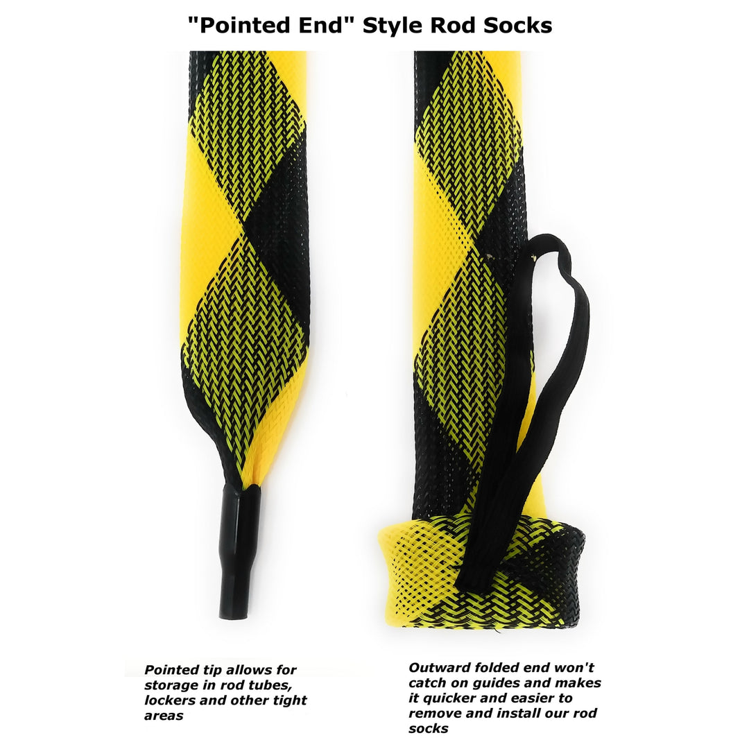 Black Reaction Tackle fishing rod cover and sleeve set, 2-pack, designed to protect casting rods during storage and transport.