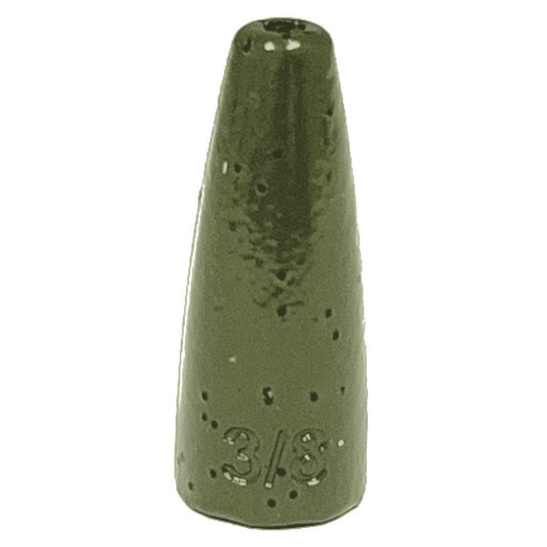 Reaction Tackle Lead Worm Weights in green pumpkin, 1/16 oz, 25-pack, designed for fishing sinkers and weights.