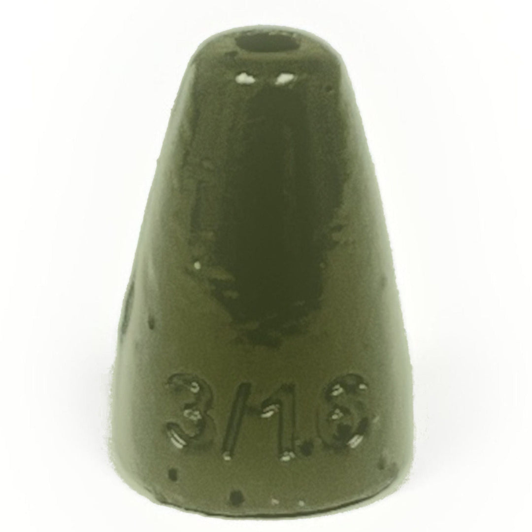 Reaction Tackle Lead Worm Weights 1/16 oz, green pumpkin, 25-pack of sinkers and weights for fishing.