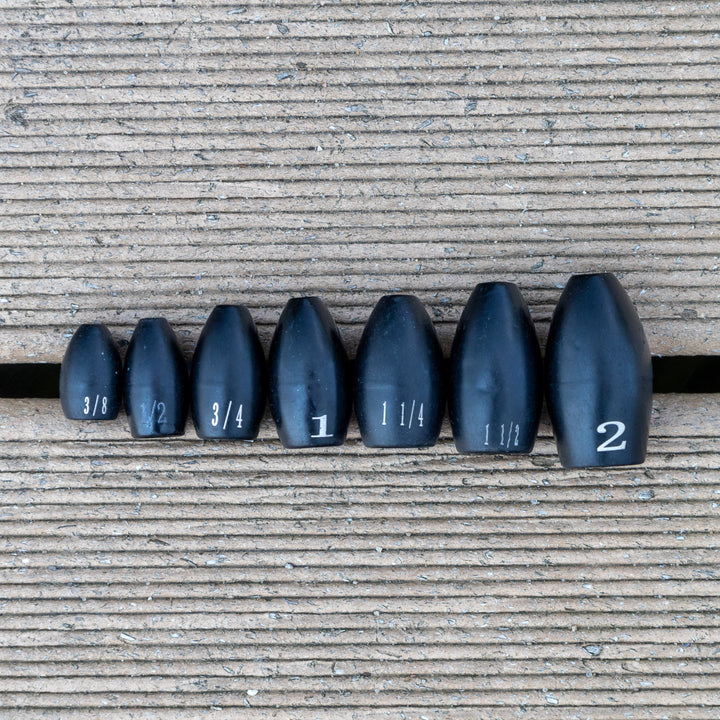 Reaction Tackle Tungsten Flipping Weights in green pumpkin, 3/8 oz sinkers for bass fishing, 6 per pack