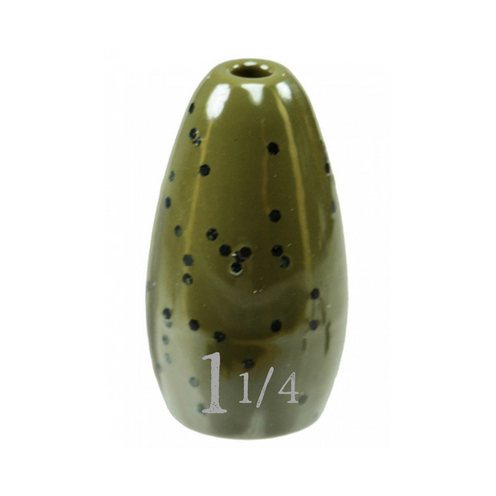 Reaction Tackle Tungsten Flipping Weights sinkers, green pumpkin, 3/8 oz, pack of 6, ideal for flipping and bass fishing.
