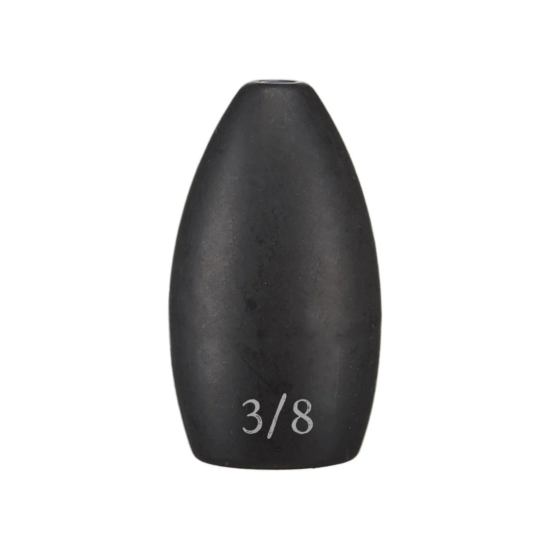 Reaction Tackle Tungsten Flipping Weights in green pumpkin, 3/8 oz sinkers for bass fishing, pack of 6.