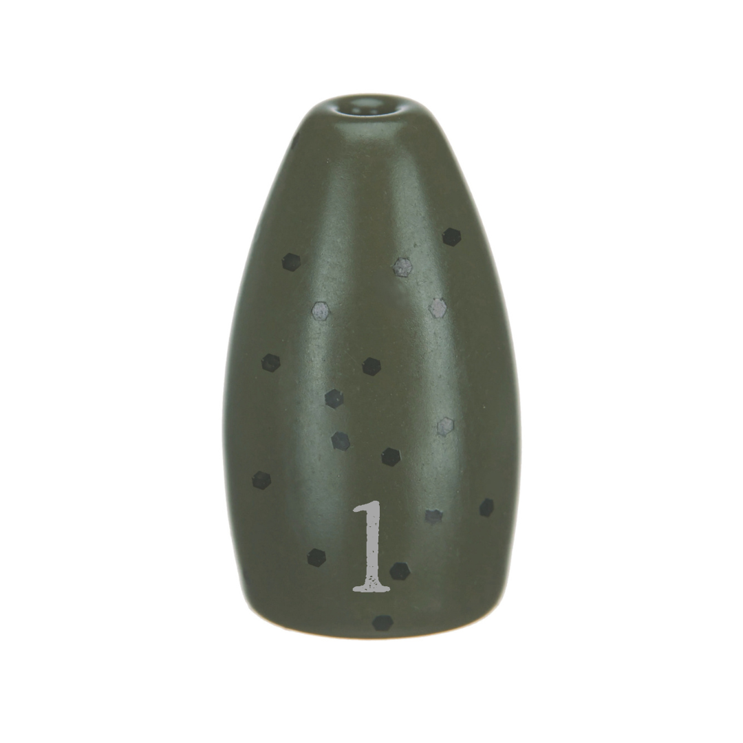 Reaction Tackle Tungsten Flipping Weights in green pumpkin, 3/8 oz, set of 6, designed for fishing sinkers and weights