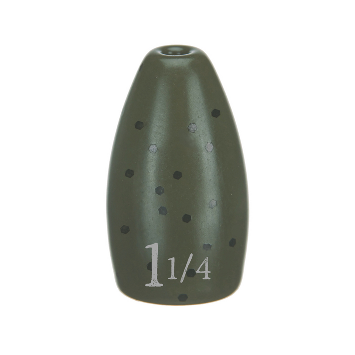 Reaction Tackle Tungsten Flipping Weights in green pumpkin, 3/8 oz sinkers, set of 6 for bass fishing.