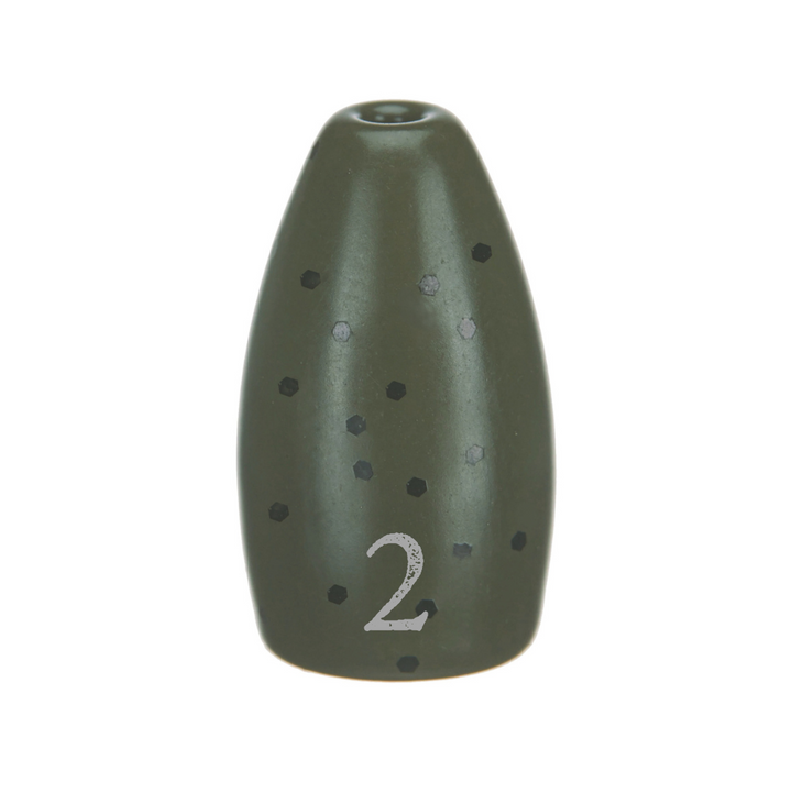 Reaction Tackle Tungsten Flipping Weights in green pumpkin, 3/8 oz sinkers and weights for fishing, 6 per pack.