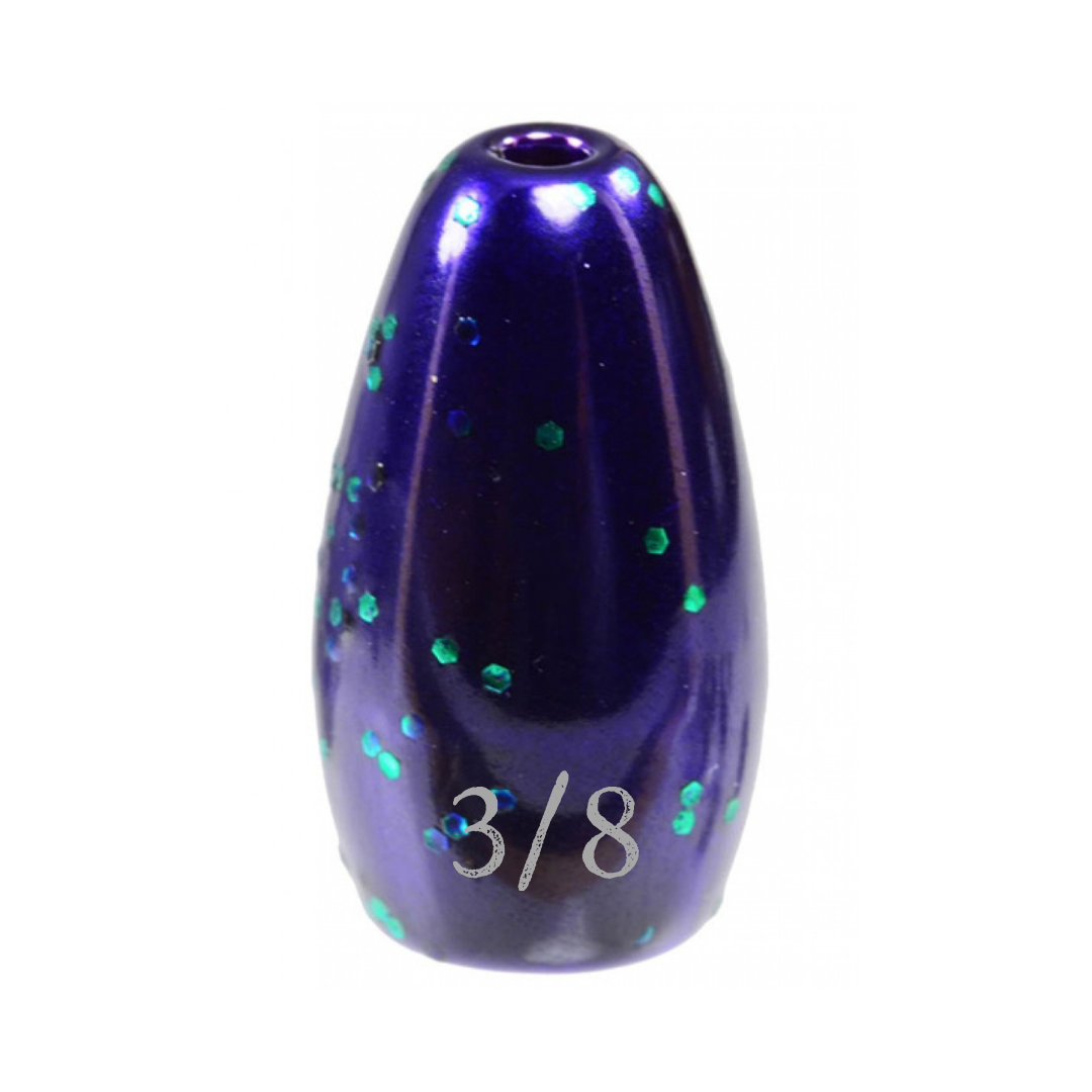 Reaction Tackle Tungsten Flipping Weights in green pumpkin, 3/8 oz sinkers, 6-pack, designed for fishing weights and tackle.