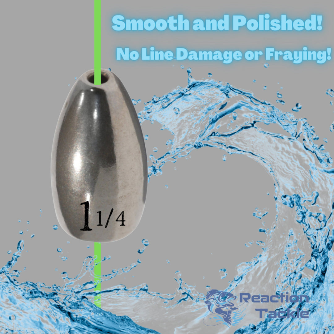 Reaction Tackle Tungsten Flipping Weights in green pumpkin, 3/8 oz sinkers for bass fishing, pack of six.