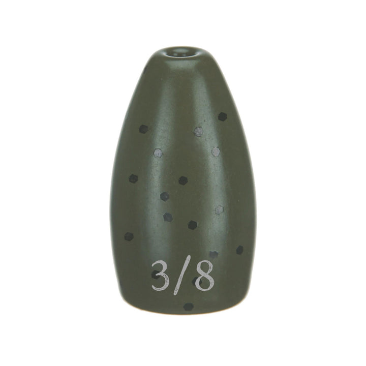 Reaction Tackle Tungsten Flipping Weights in green pumpkin, 3/8 oz, pack of 6, designed for bass fishing and flipping techniques.