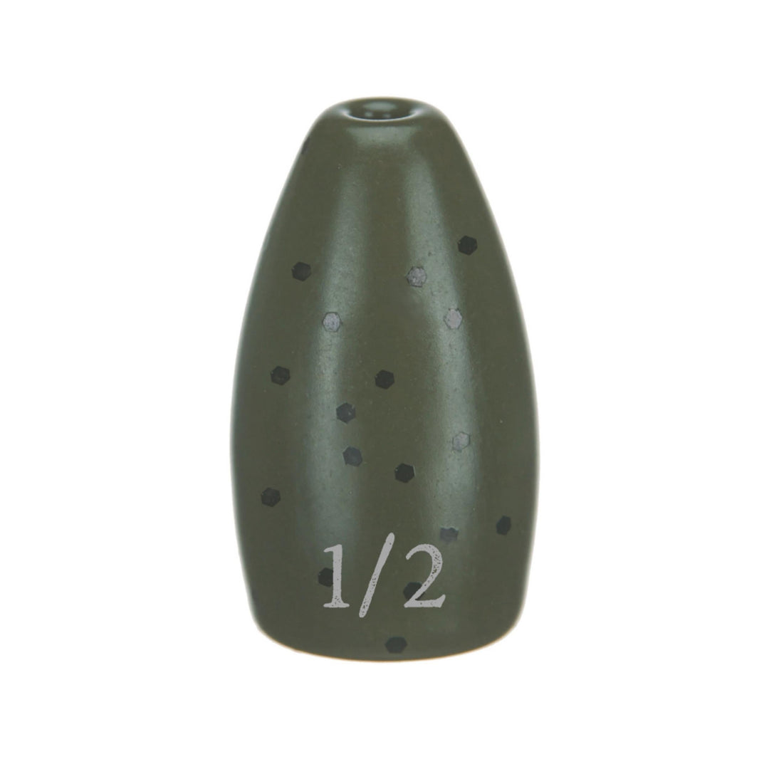 Reaction Tackle Tungsten Flipping Weights in green pumpkin, 3/8 oz sinkers for fishing, shown in a pack of six.