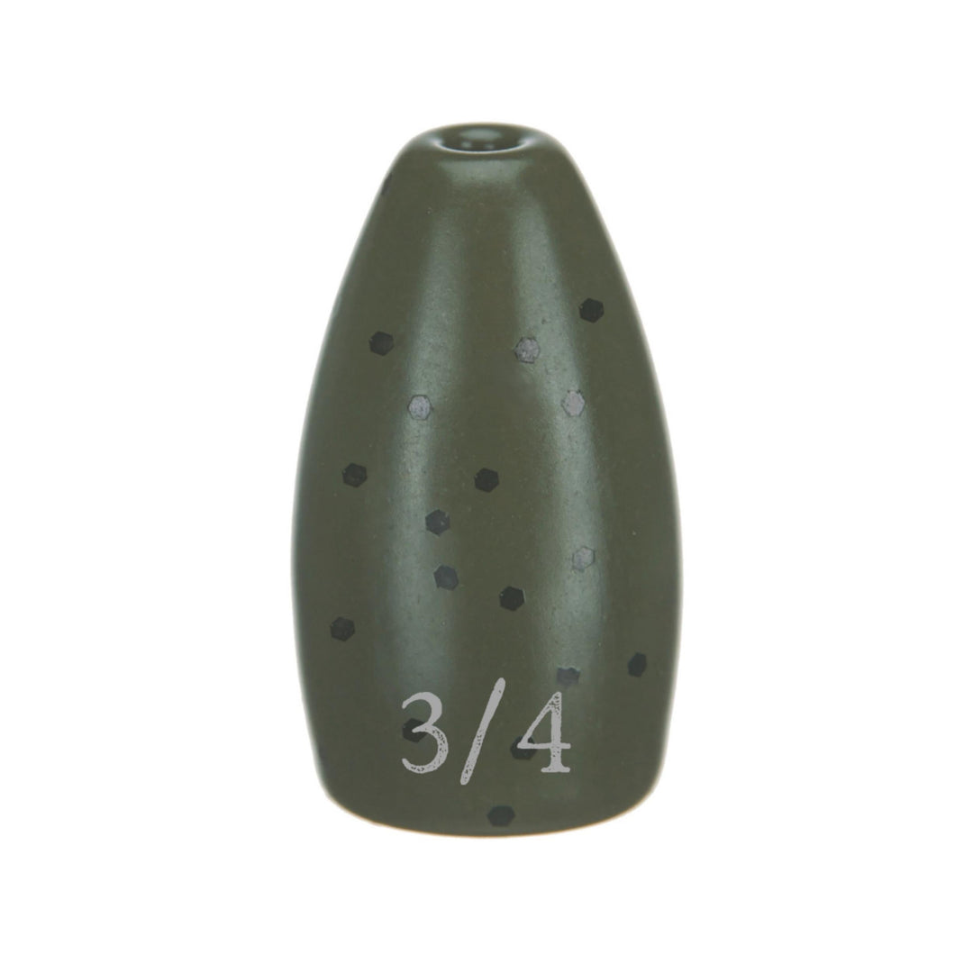 Reaction Tackle Tungsten Flipping Weights in green pumpkin, 3/8 oz sinkers for fishing, pack of six.