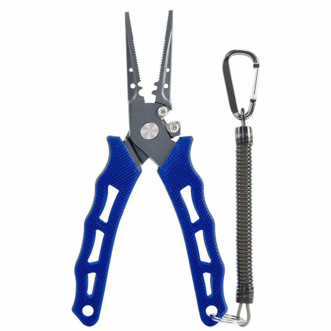 Reaction Tackle 7-inch fishing pliers with straight nose, stainless steel construction, ideal for fishing tackle and gear.