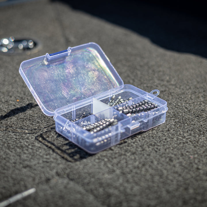 Reaction Tackle tungsten lead nail weights and insert sinkers for fishing, shown in the image.