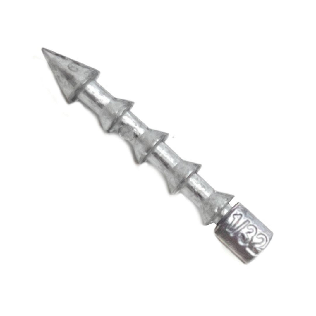 Reaction Tackle tungsten lead nail weights and insert sinkers for fishing, showing various sizes and shiny metallic finish.