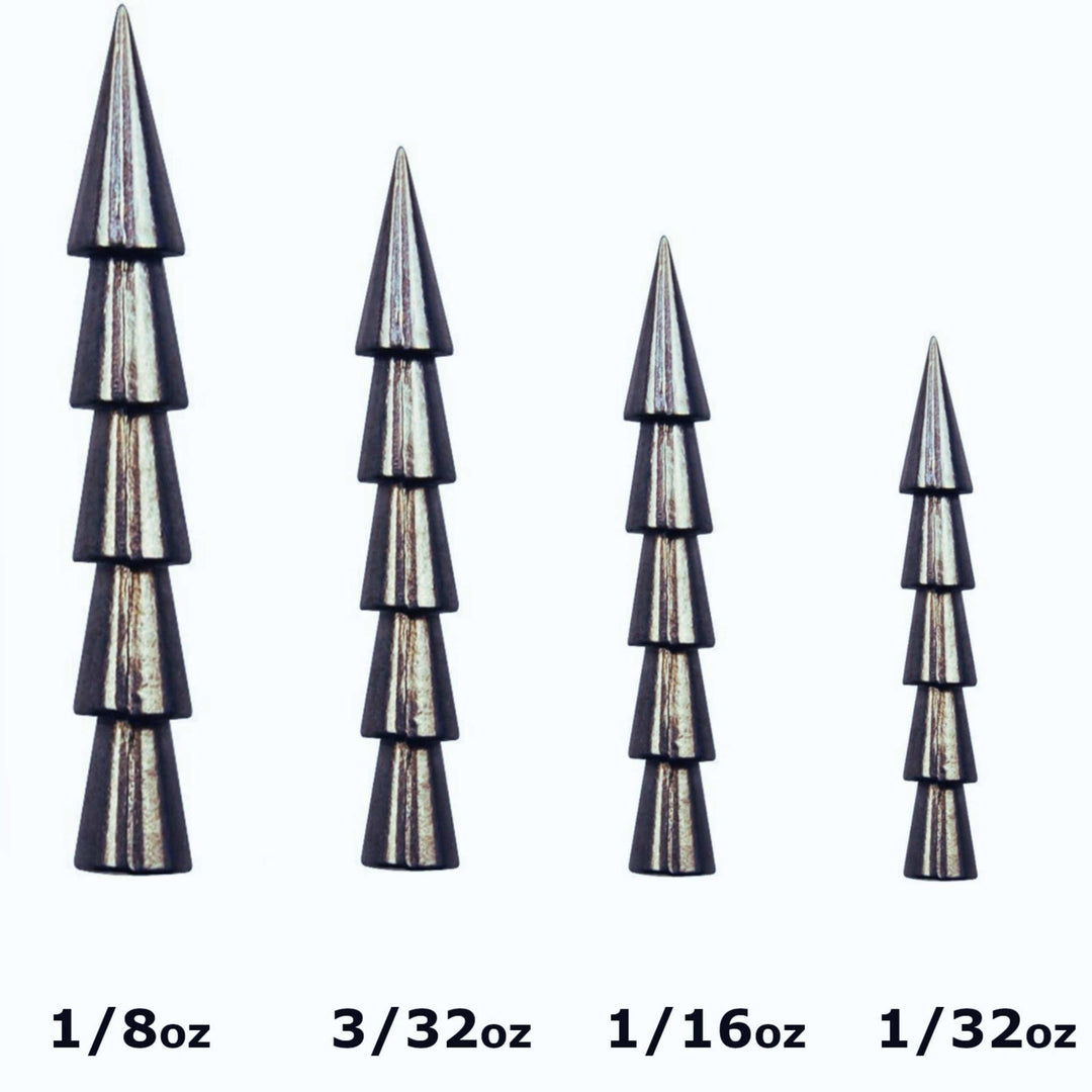 Reaction Tackle tungsten nail weights, insert sinkers, 1/32 oz, pack of 25, designed for fishing weight customization