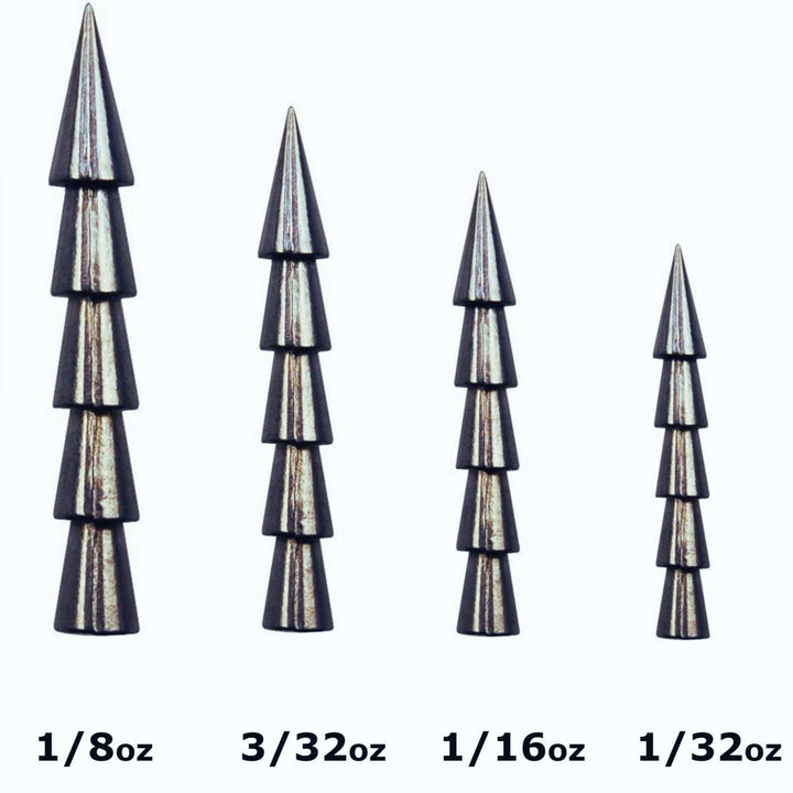 Reaction Tackle tungsten nail weights, insert sinkers, 1/32 oz, pack of 25, designed for fishing weight customization