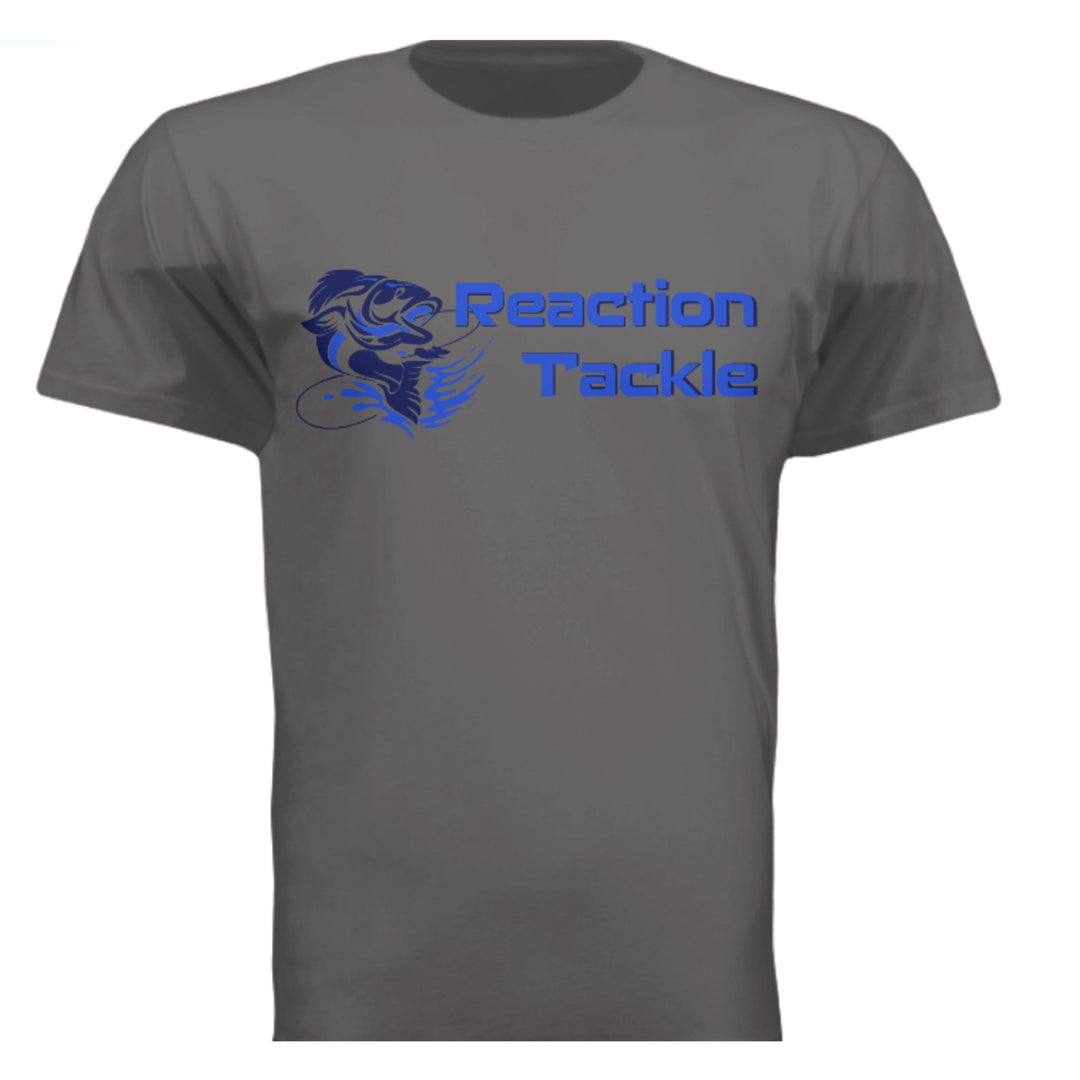 White Reaction Tackle short sleeve T-shirt with logo print, displayed flat on a white background.