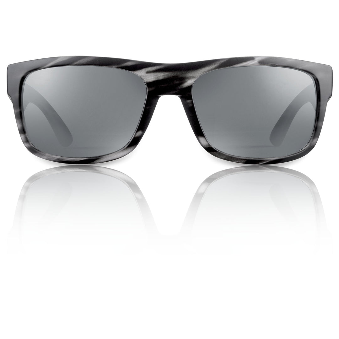 RedFin Polarized Fripp fishing sunglasses with polarized lenses and black frame, designed for outdoor fishing activities.
