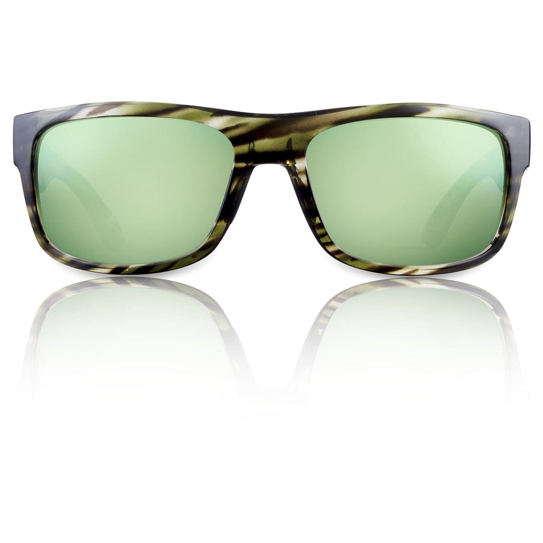 RedFin Polarized Fripp fishing sunglasses with black frames and polarized lenses, designed for outdoor fishing activities.