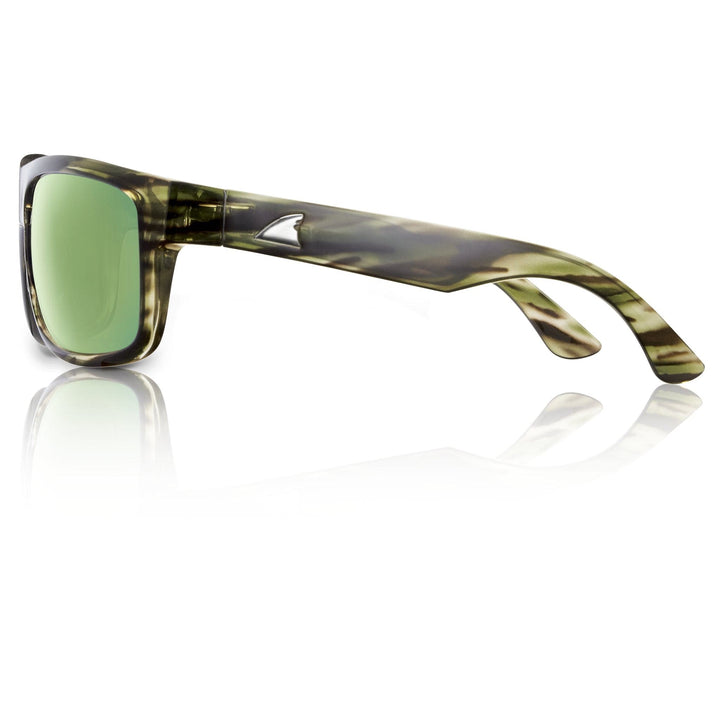 RedFin Polarized Fripp fishing sunglasses with polarized lenses, black frame, and adjustable nose pads for outdoor fishing.