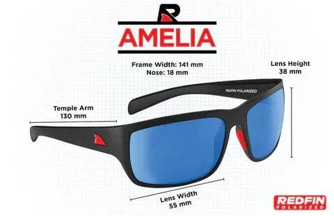 RedFin Polarized Fripp fishing sunglasses with polarized lenses and sporty black frame, designed for outdoor fishing activities.