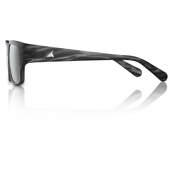 RedFin Polarized Montego fishing sunglasses with polarized lenses and black frames, designed for outdoor fishing activities.