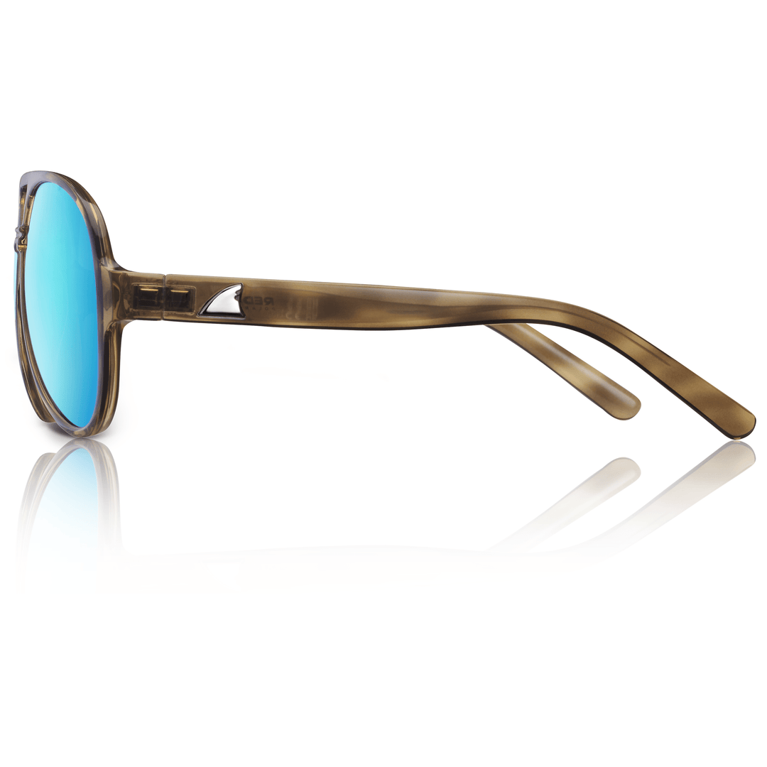 RedFin Polarized Savannah fishing sunglasses with driftwood and seagrass-colored frames and polarized lenses for outdoor fishing.