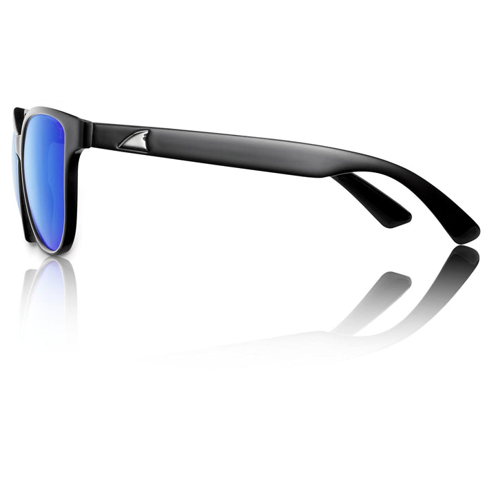 RedFin Polarized Hilton fishing sunglasses with polarized lenses and sleek black frame, designed for outdoor fishing activities.