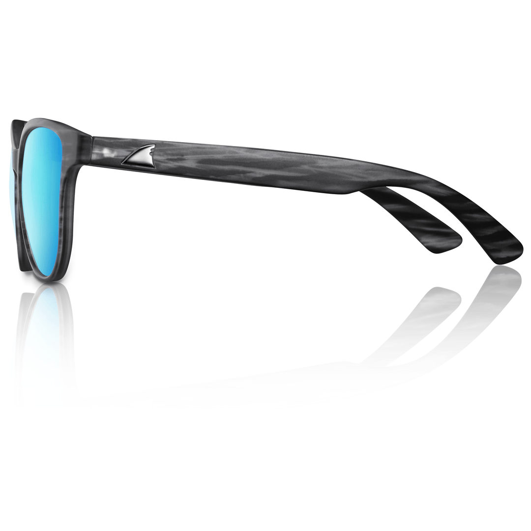 RedFin Polarized Hilton fishing sunglasses with black frames and polarized lenses, designed for outdoor fishing activities.
