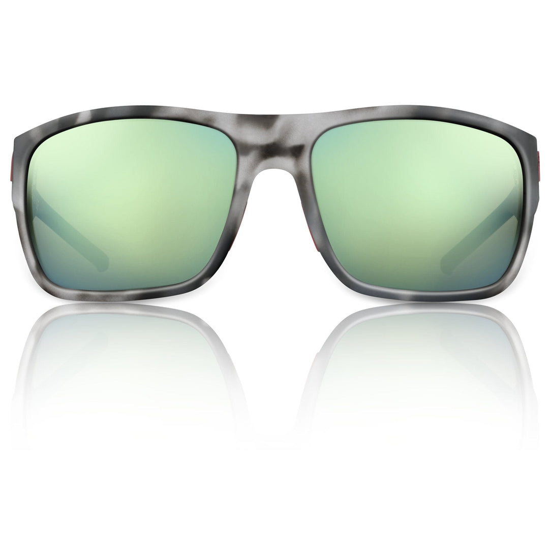 RedFin Polarized Big Ship fishing sunglasses with polarized lenses, black frame, and wraparound design for outdoor fishing.