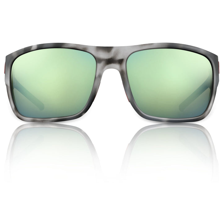 RedFin Polarized Big Ship fishing sunglasses with polarized lenses, black frame, and wraparound design for outdoor fishing.