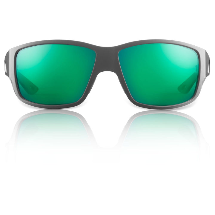 RedFin Polarized Grand Banks XL fishing sunglasses with polarized lenses and durable black frame, designed for outdoor fishing activities.