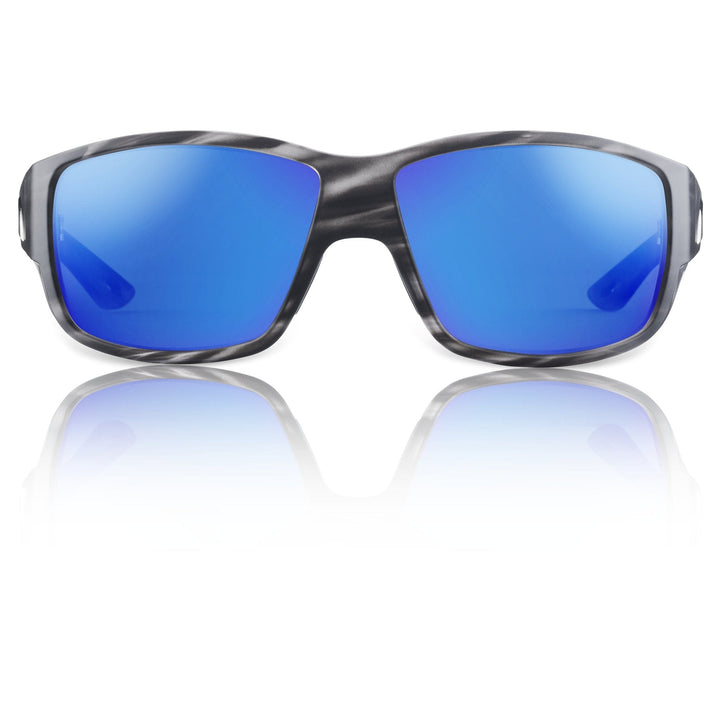 RedFin Polarized Grand Banks XL fishing sunglasses with polarized lenses and sleek black frame, designed for outdoor fishing activities.