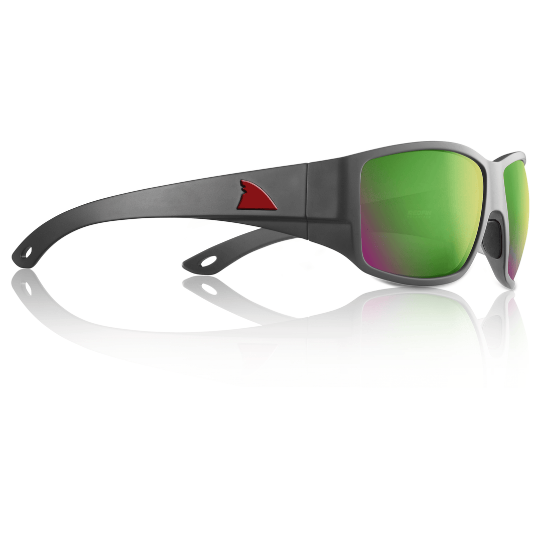 RedFin Polarized Grand Banks XL fishing sunglasses with polarized lenses and durable black frame, designed for outdoor fishing.