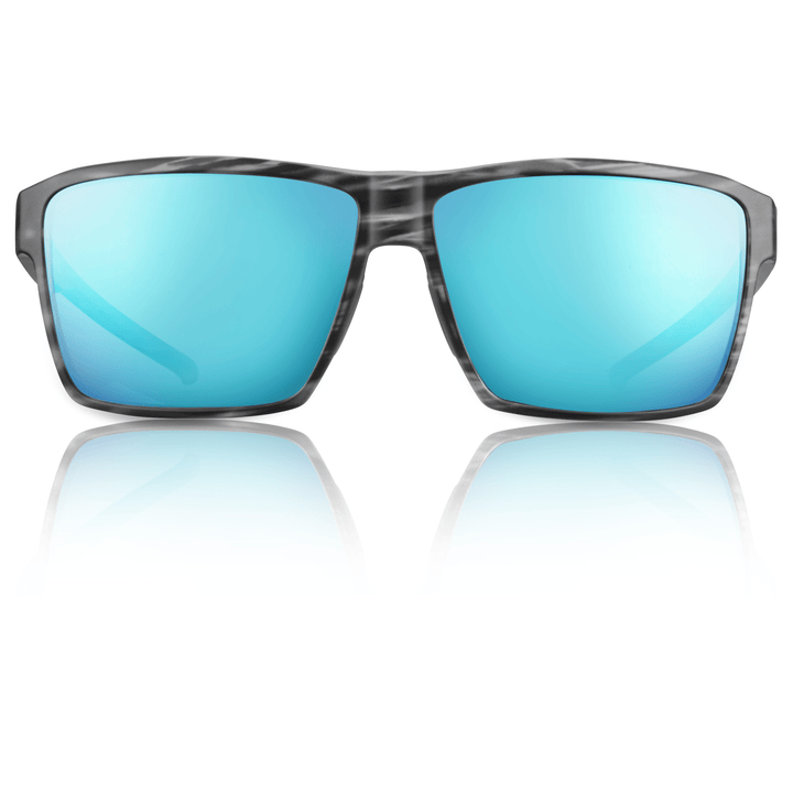RedFin Polarized Hatteras fishing sunglasses with black frames and polarized lenses, designed for outdoor fishing activities.