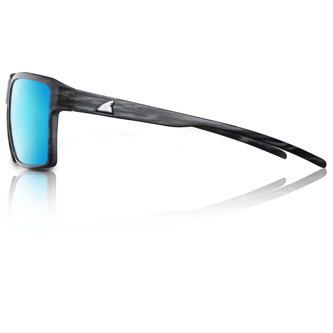 RedFin Polarized Hatteras fishing sunglasses with black frames and polarized lenses, designed for outdoor fishing activities.